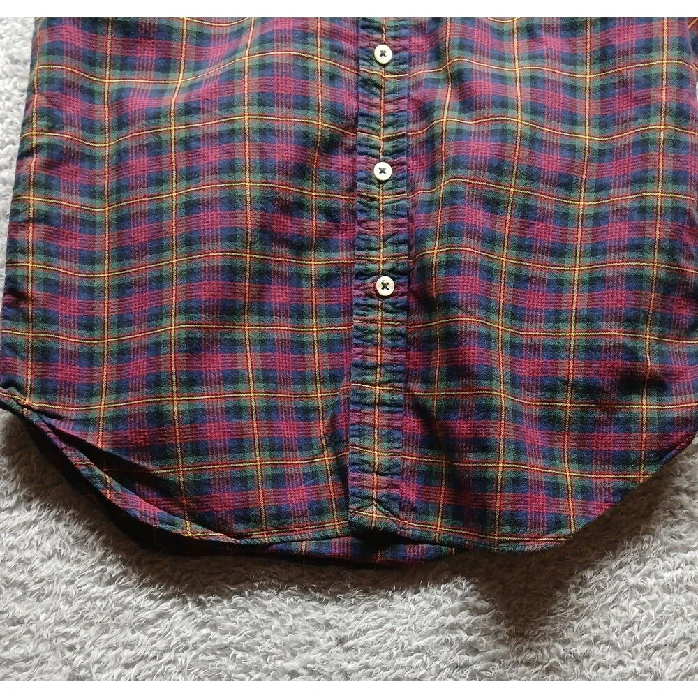 Ralph Lauren Boys Red Plaid Button Up Shirt Size 10-12 Classic Holiday Preppy